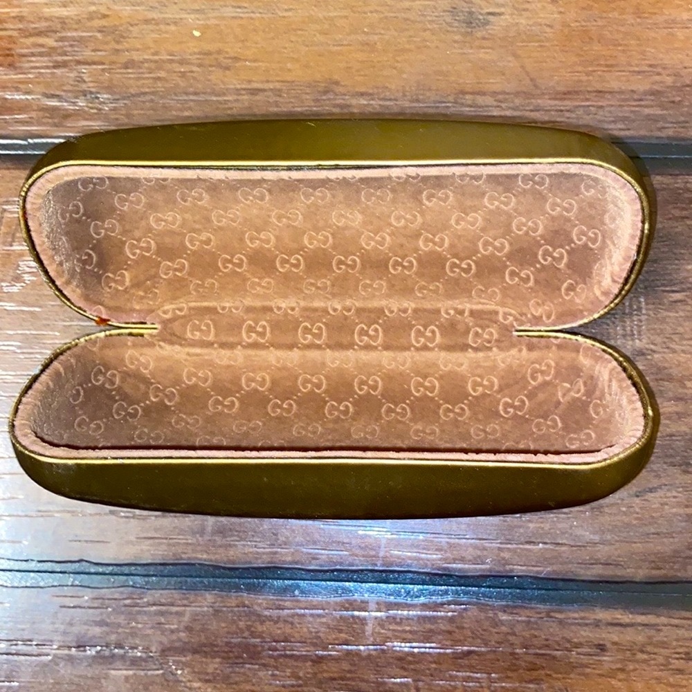 Gucci Bronze Velvet GG Monogram Eye Glasses Sunglasses Clamshell Carrying Case - Picture 4 of 8